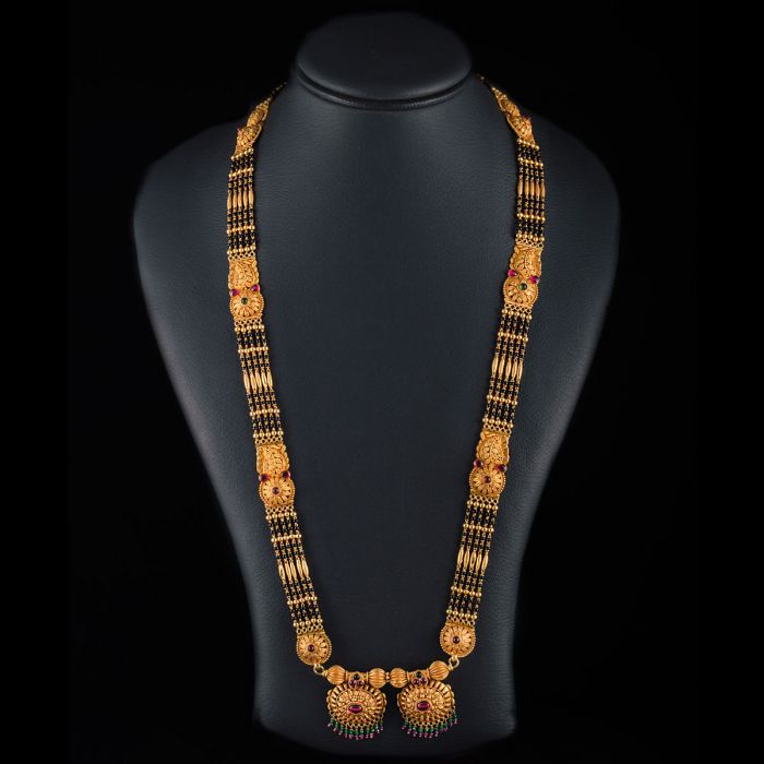 22K Gold wati mangalsutra with braod design for women Bagade Bandhu Saraf